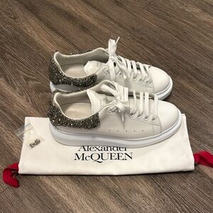 Alexander McQueen White Sneakers with Silver Accents
